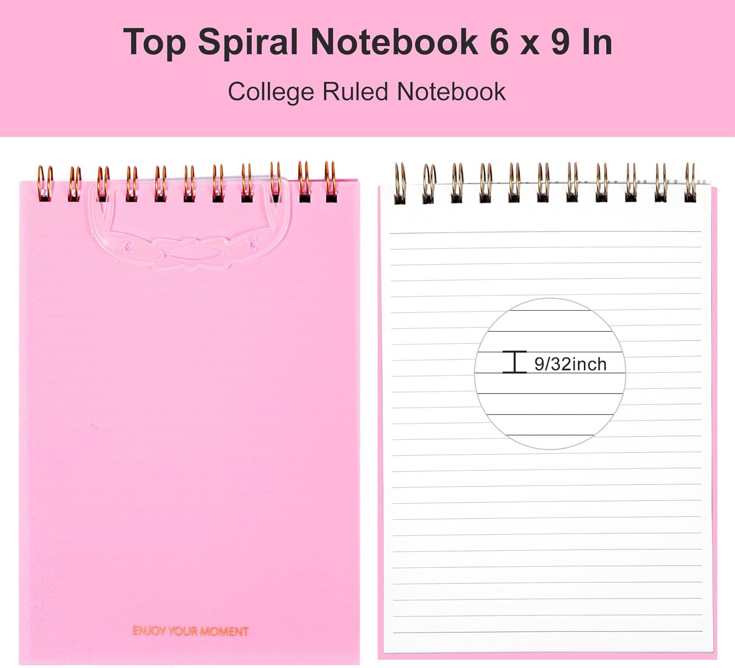 Yoment 3 Pack Steno Pads Spiral 6 x 9 Inch, 80 Sheets (160 Pages) Top Bound Spiral Notebook College Ruled Flip Notebooks Left Handed Notebooks for School Work, Multicolor