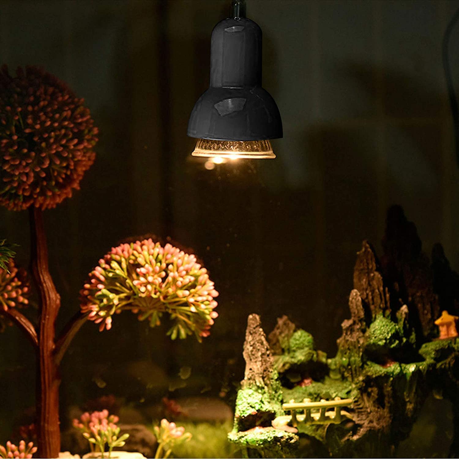 Lampe chauffante Tortue, Lampe chauffante avec Cou Rotatif à 360 ° pour Reptiles, Projecteur Thermique E27 UVA + UVB pour Reptiles d'aquarium/lézards/Tortues/Serpents (Noir)