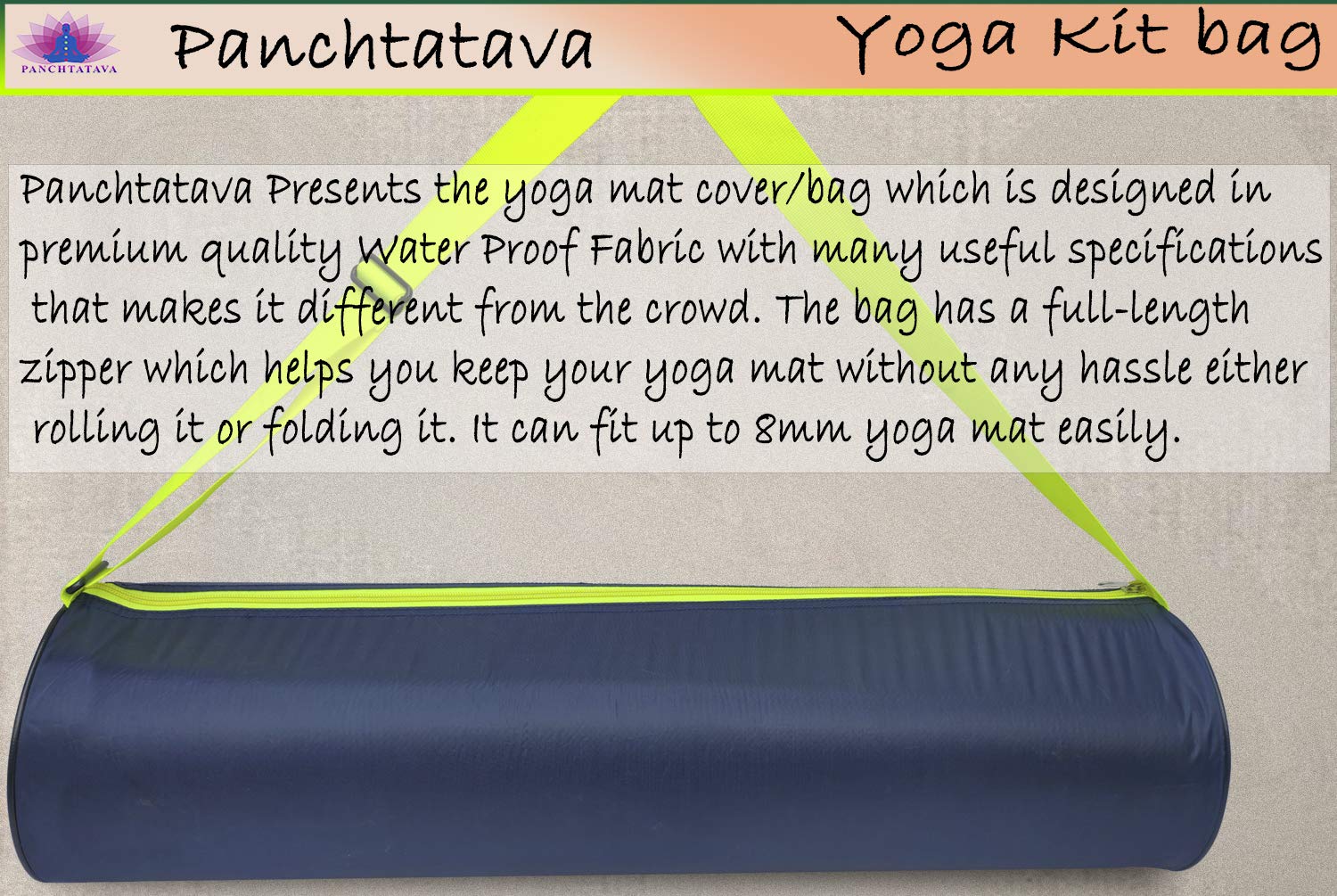 Panchtatava Yoga Mat Cover with Adjustable Shoulder Strap-Stylish Parachute Blue Yoga Bag (5) 1