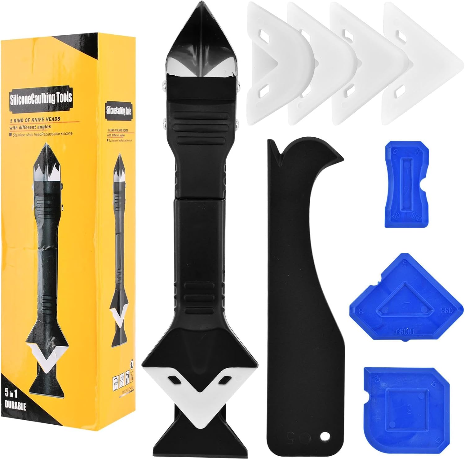 3 in 1 Silicone Caulking Tools Stainless Steelhead, 11Pcs Caulking ...