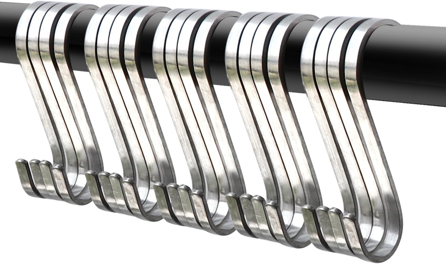 20 Pack Size Medium 3 inch Flat S Hooks Heavy Duty Solid 304 Stainless Steel S Shaped Hanging Hooks,Metal Kitchen Pot Pan Hangers Rack Hooks