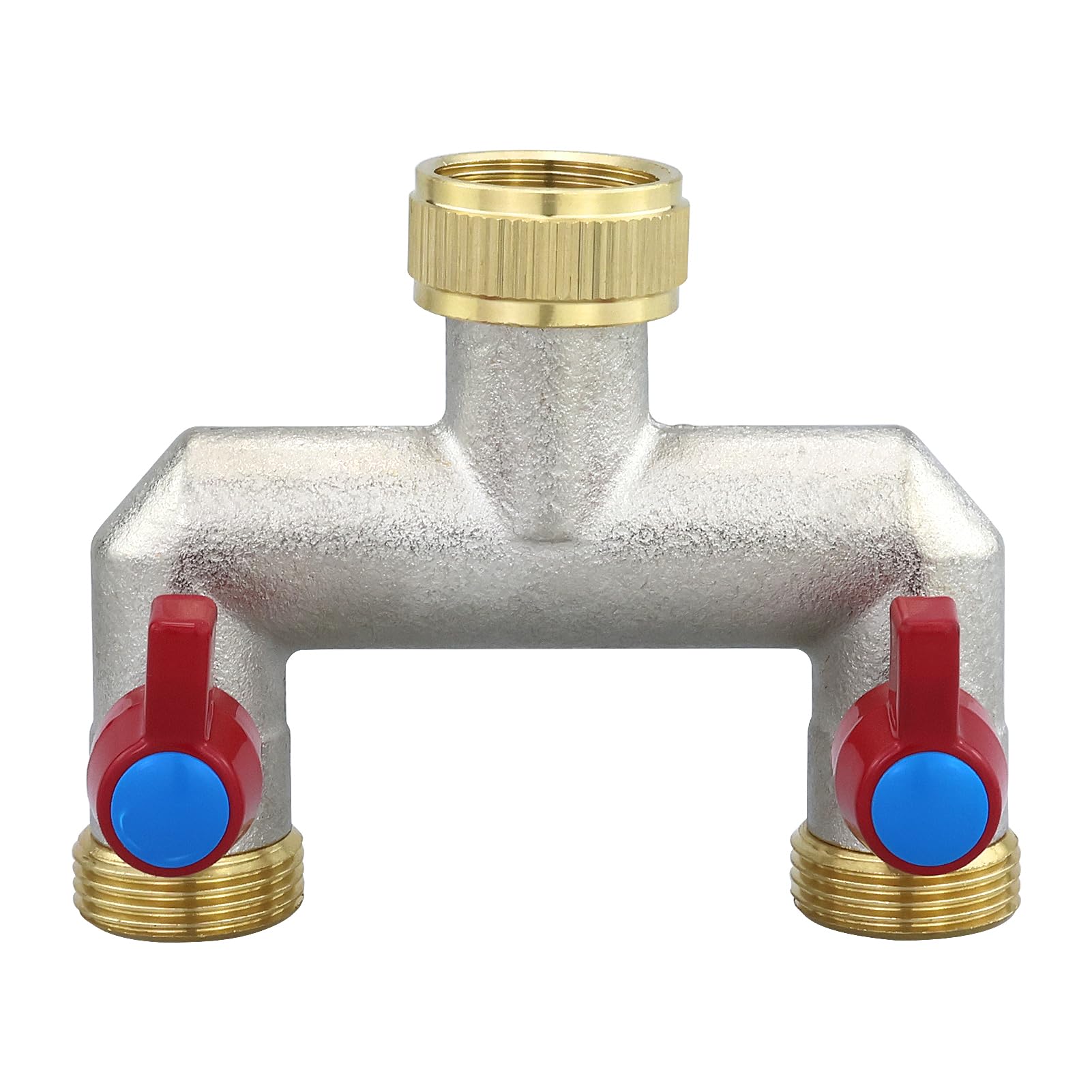 2-way distributor, water distributor, 2-way made of brass, for connecting 2 devices, garden hose adapter, water flow regulator and shut-off for garden irrigation, garden hoses, washing machine