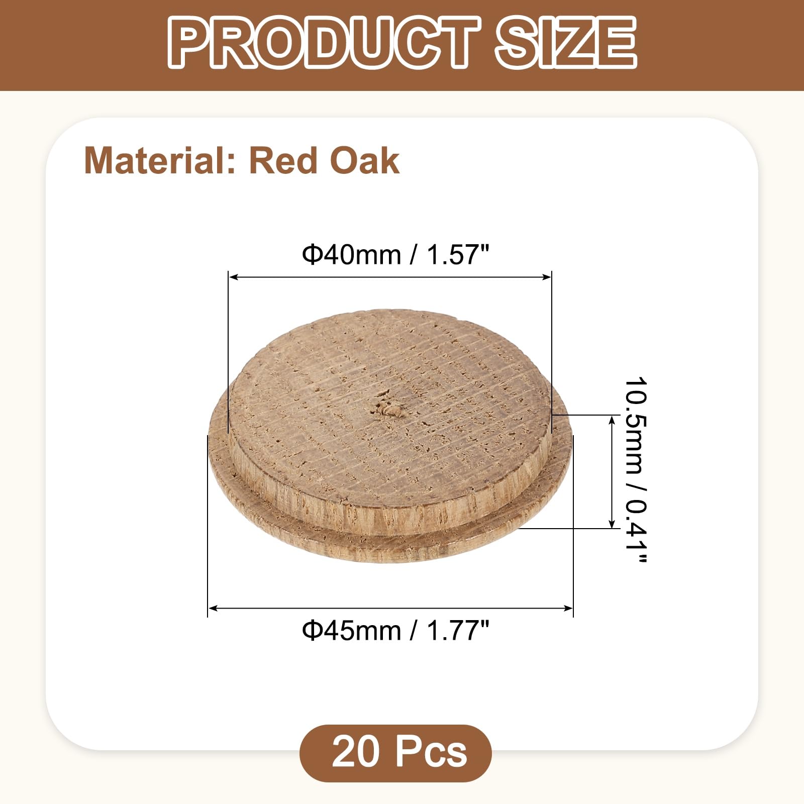 uxcell 20Pcs Wood Button Plugs, 40mm / 1.57