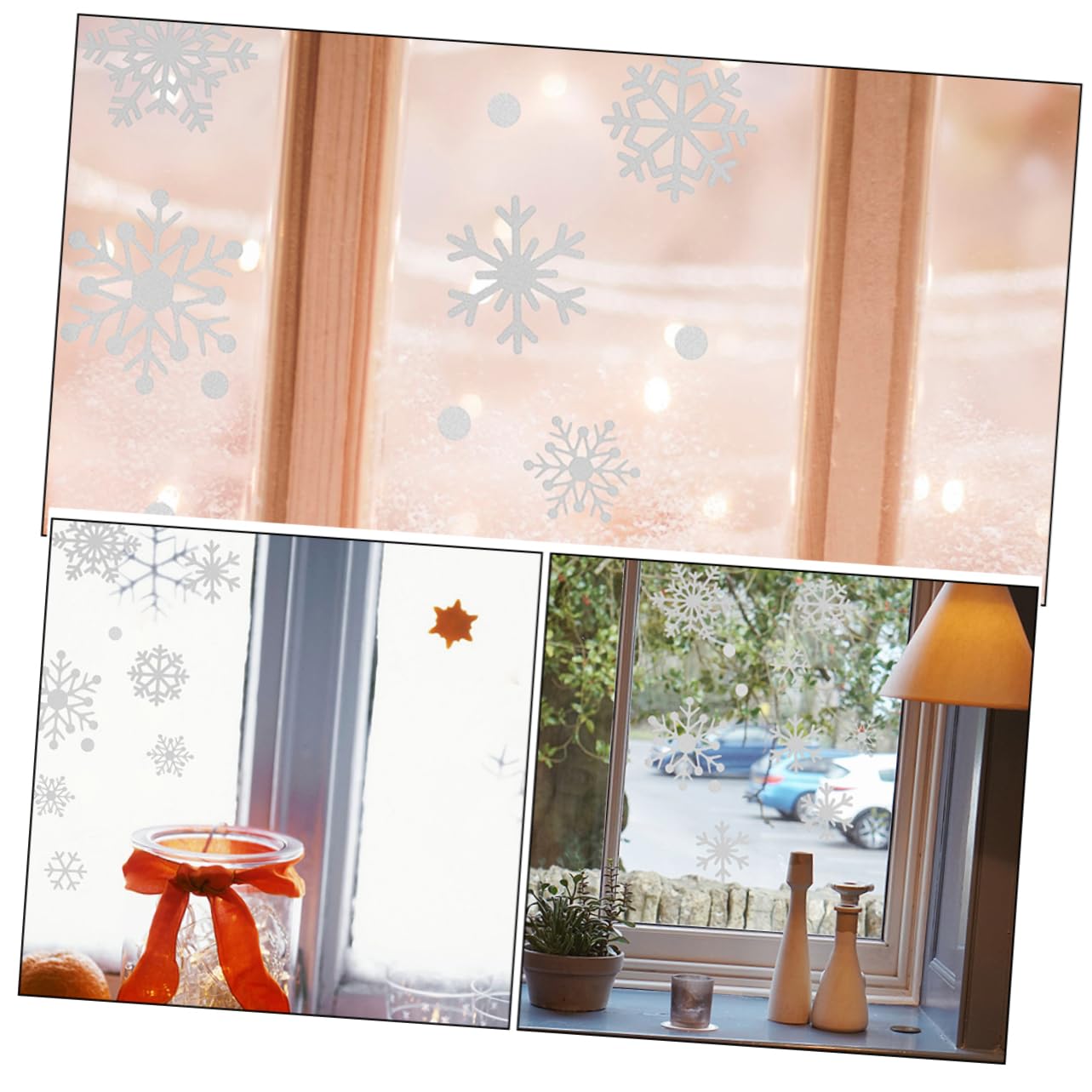 Homoyoyo 5hojas Pegatinas de Copos para Ventanas Navideñas Decoración de Fiesta Adhesivos de Copos para Escaparate