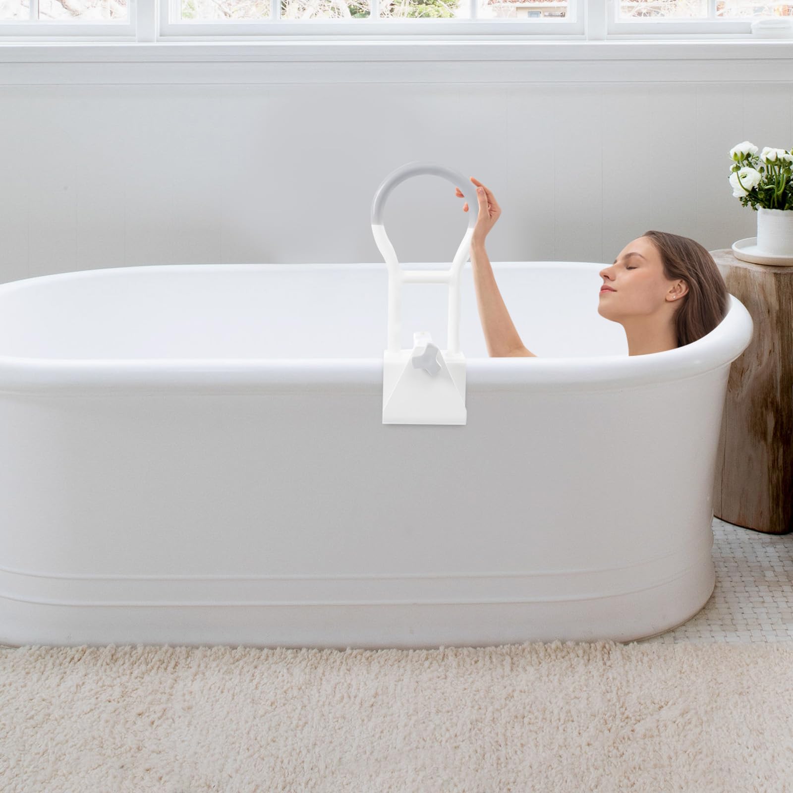Asideros de acero al carbono, ayuda para entrar en bañeras para personas mayores, con revestimiento de PVC, para personas mayores, personas con movilidad reducida, para bañeras con grosor de borde de