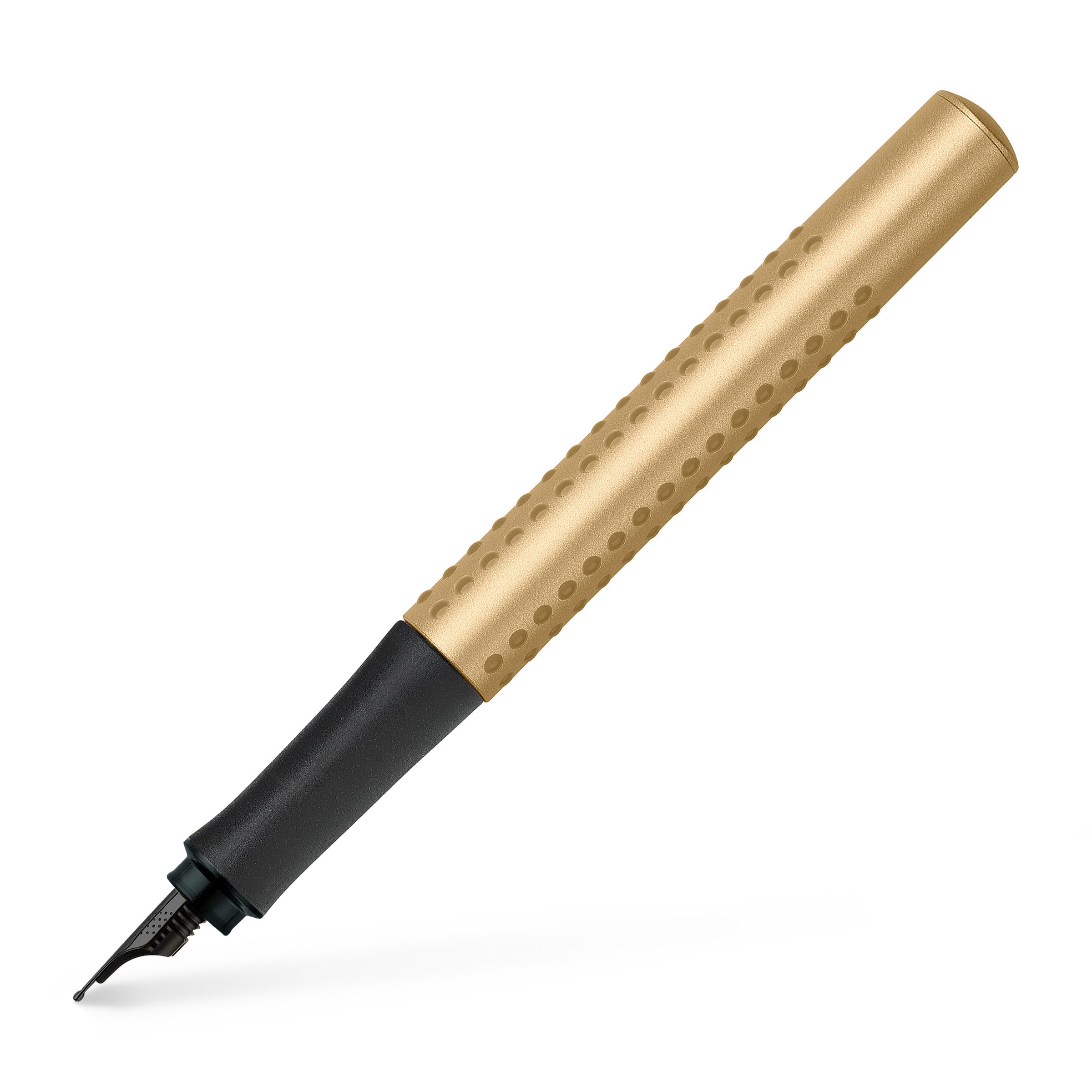 Faber-Castell 201518 - Zestaw do kaligrafii Grip Gold, pióro wieczne F z zapasowymi stalówkami 1,4 mm i 1,8 mm, w tym naboje atramentowe czarny i błękit królewski