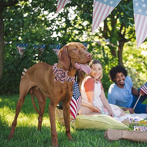 Miniatura 5 de Lionheart glory Collar de perro con bandera estadounidense, collar de flores para perro del 4 de julio, resistente y ajustable, collar patriótico