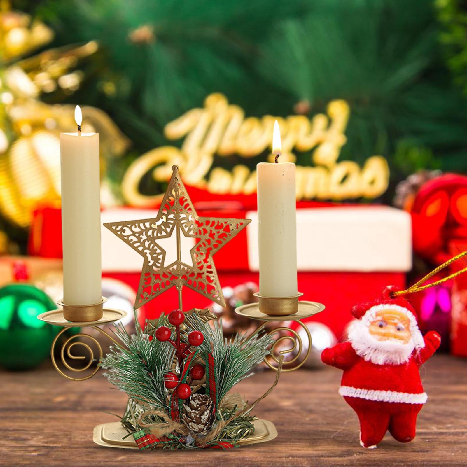 Amazon.co.jp: クリスマスキャンドルホルダー,テーパーキャンドル