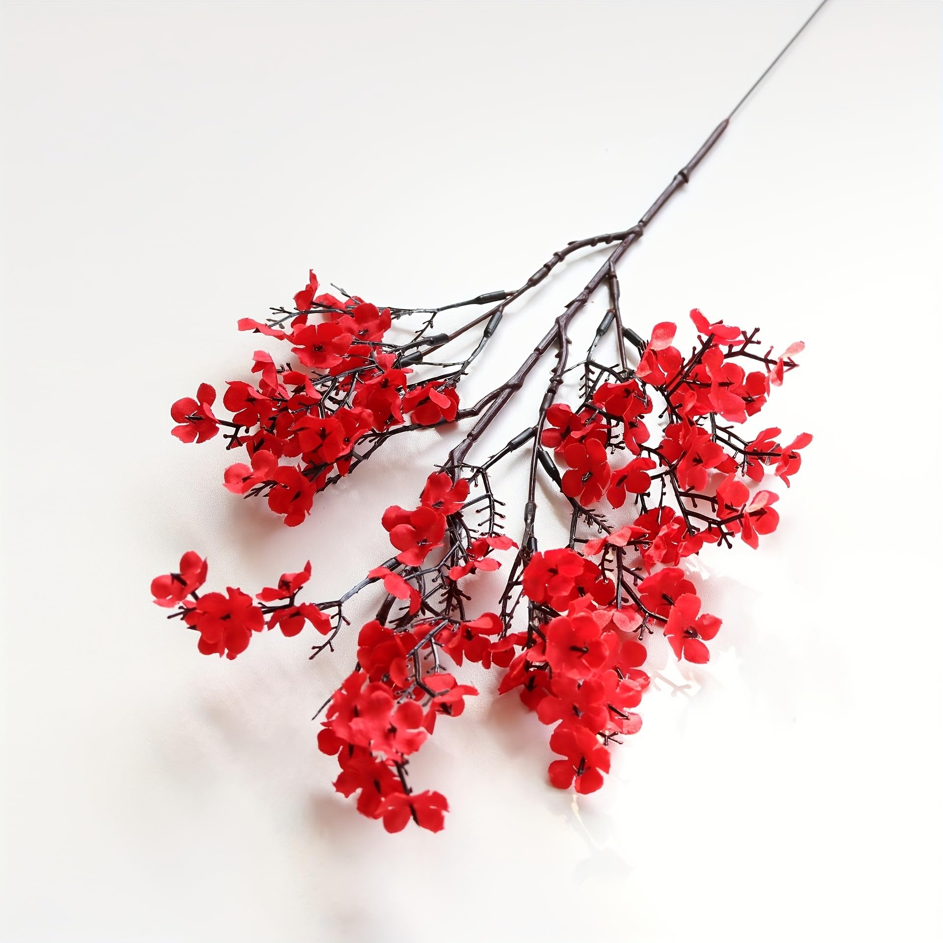 ARIATI 1 x pc Red Babys Breath Artificial Flowers Fake Silk Real Touch Faux Gypsophila Bouquet Christmas Flowers Arrangement Home Office Farmhouse Wedding Table Centrepiece Décor