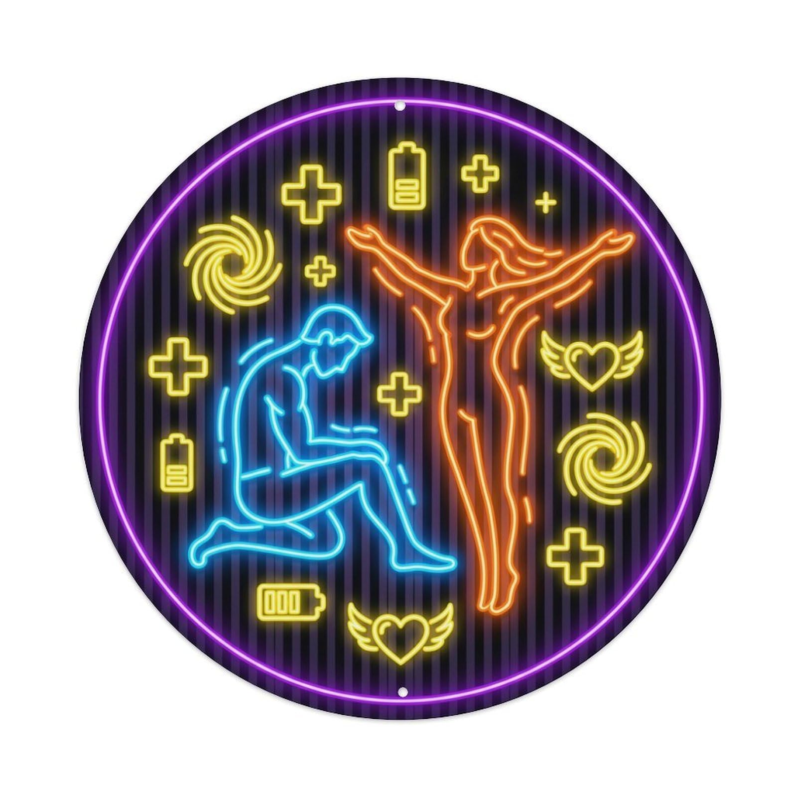 Vintage Faux Neon Gym Retro Bodybuilding Recovery Metal Tin Sign