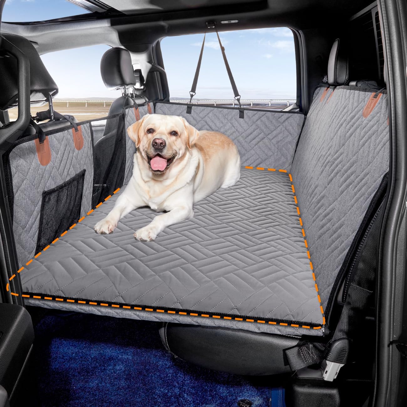YJGF Dog Mat for Back Seat Extender for Dogs,Dog Bed for Car,Hard Bottom Seat Cover,Pet Cover for Hammock(Gray, for Truck Back seat Extender) Gray For truck back seat extender