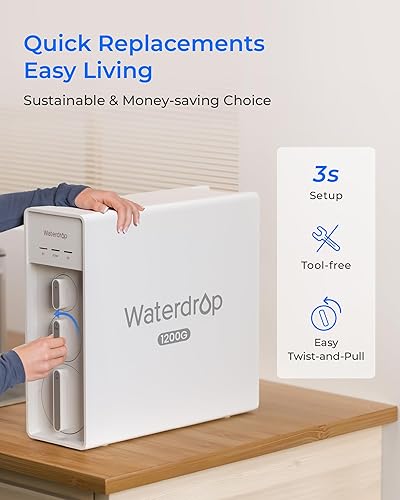 Miniatura 7 de Waterdrop Filtro WD-F2-PRO, solo repuesto para sistema de ósmosis inversa WD-X12-PRO y WD-X8-PRO, 6 meses de vida útil