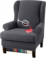 Vista 9 de Granbest Funda para silla con respaldo de ala, repelente al agua, 2 piezas, tela jacquard de alta elasticidad, fundas para silla con respaldo de ala