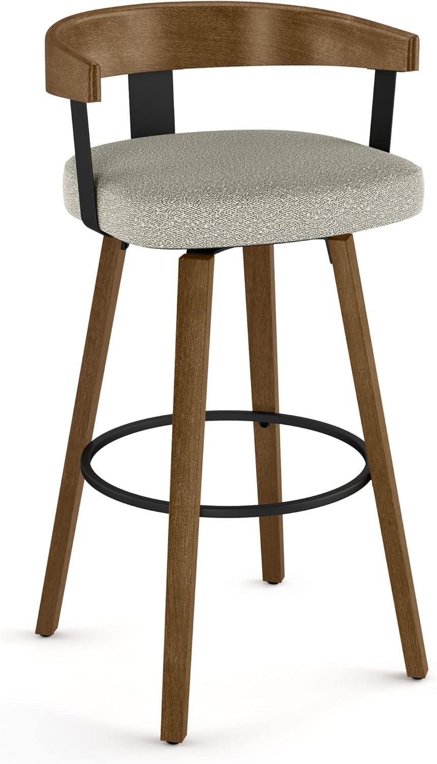 Amisco Cohen 26.25" Counter Height Swivel Stool Light Beige & Grey