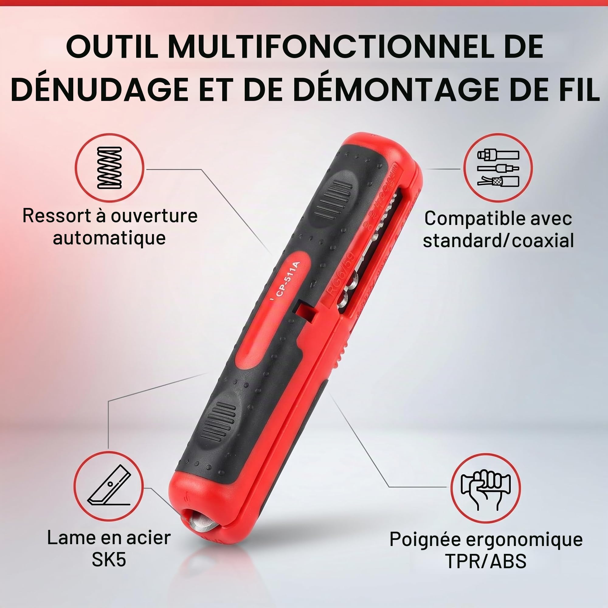 Hilitand 8-13mm multifonctionnel électrique câble démontage coupe fil dénudeur main outil de dénudage pour câble coaxial RG59 RG6