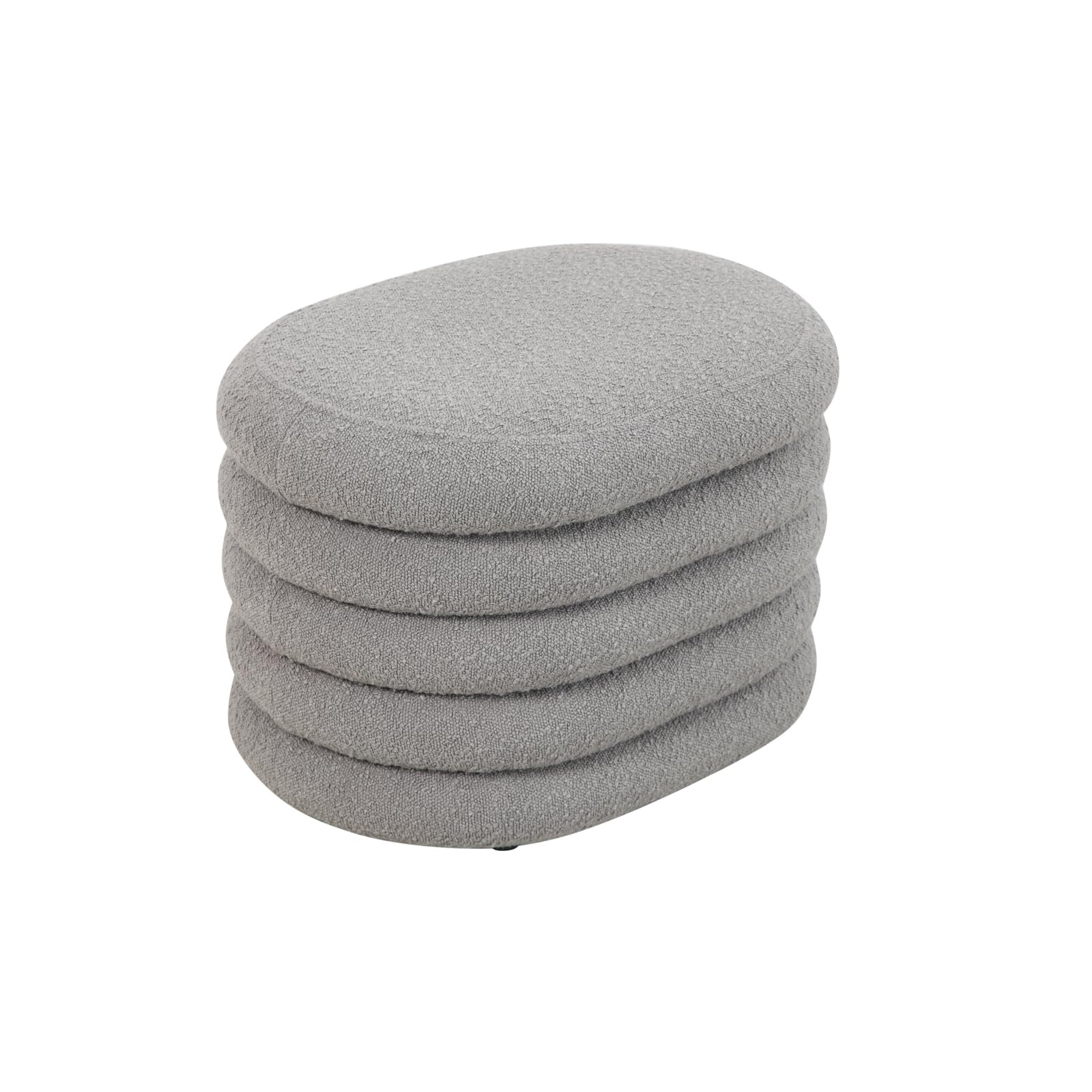 SVITA Blossom S Hocker mit Stauraum – Sitzbank/Sitztruhe mit Bouclé-Bezug hellgrau
