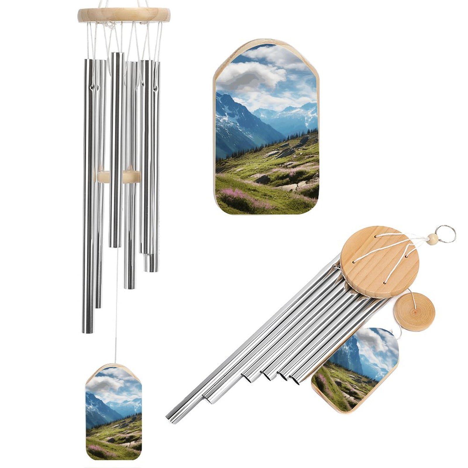 Mountains Wind Chimes for Outside House Warming Gifts, Deep Tone Soothing Melodic Tones Windchimes, Memorial Wind Chime for Home Garden Decoration Aluminium Large Wind Chimes