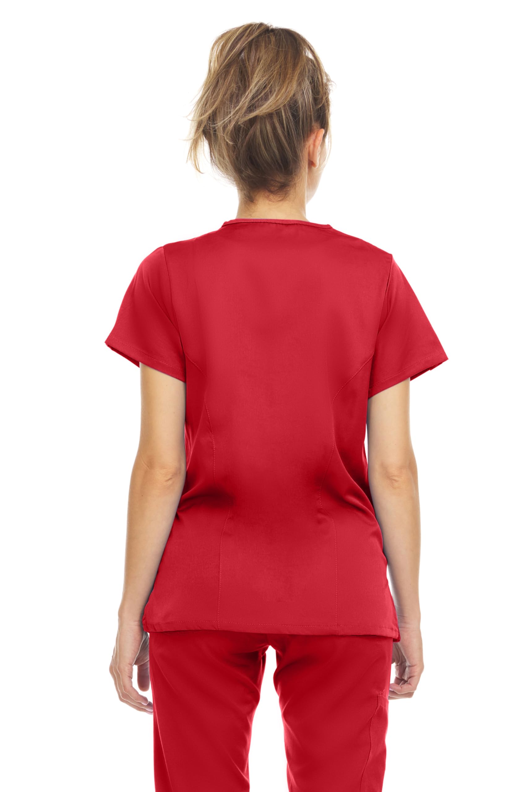 MediChic Women Scrubs V-Neck Three Pocket Scrub Top with 4-Way Stretch, Available in Over 20 Colors