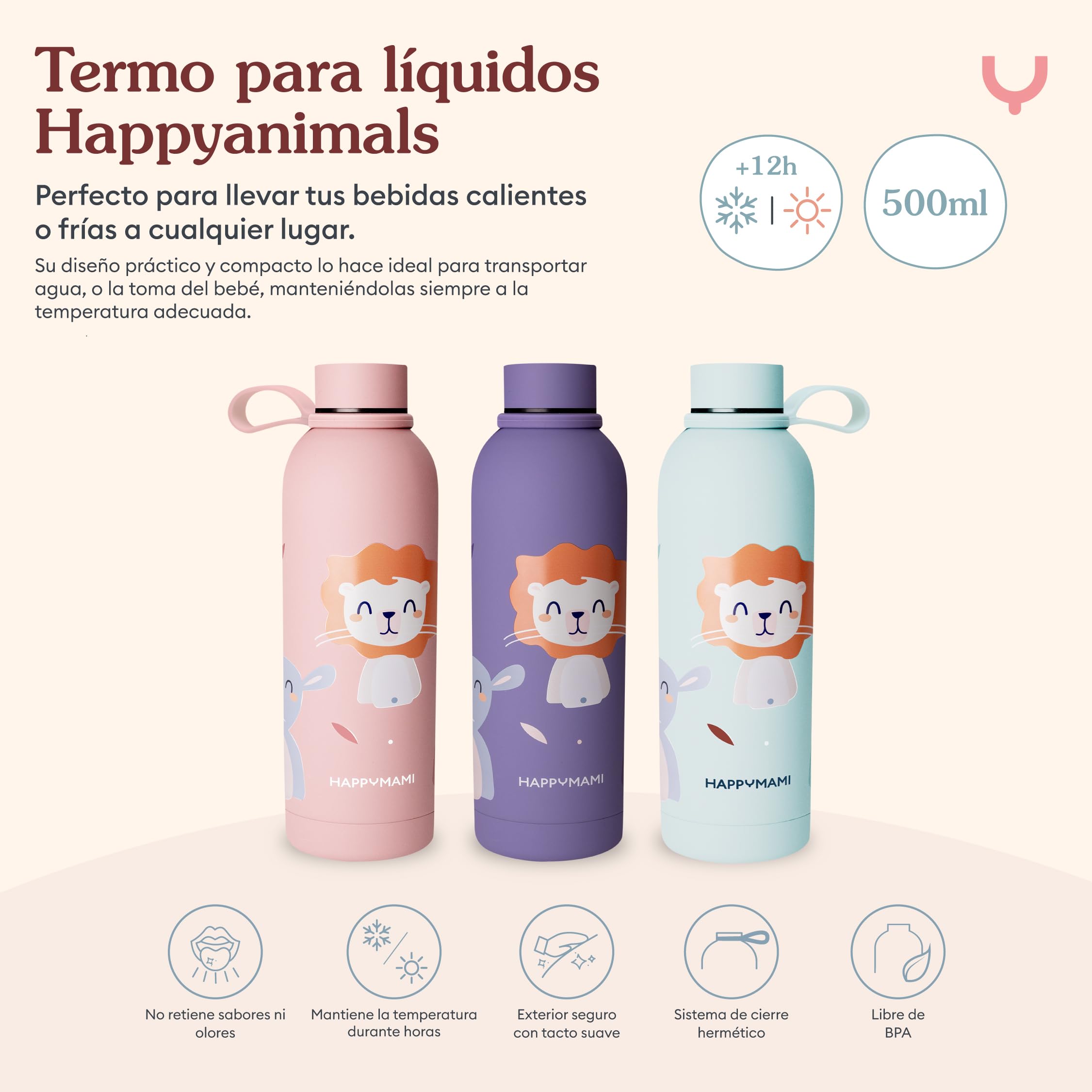Happymami, Pack 2 Biberones Personalizables + Termo + Dosificador - Set Regalo Recién Nacido - Kit Alimentación Anticólicos y Sin BPA, creado por matronas