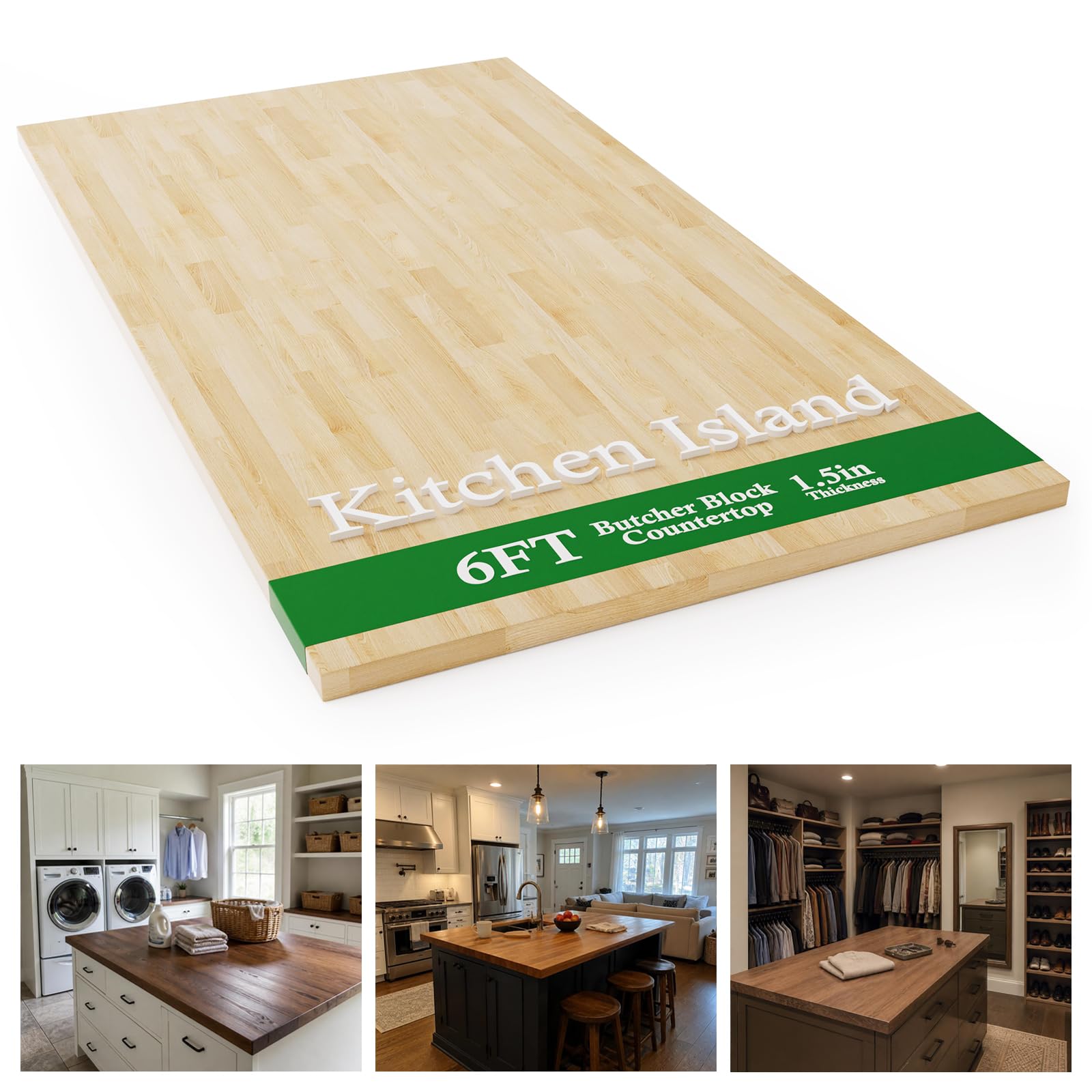 PLAMMA 6FT Butcher Block Countertop Solid Birch