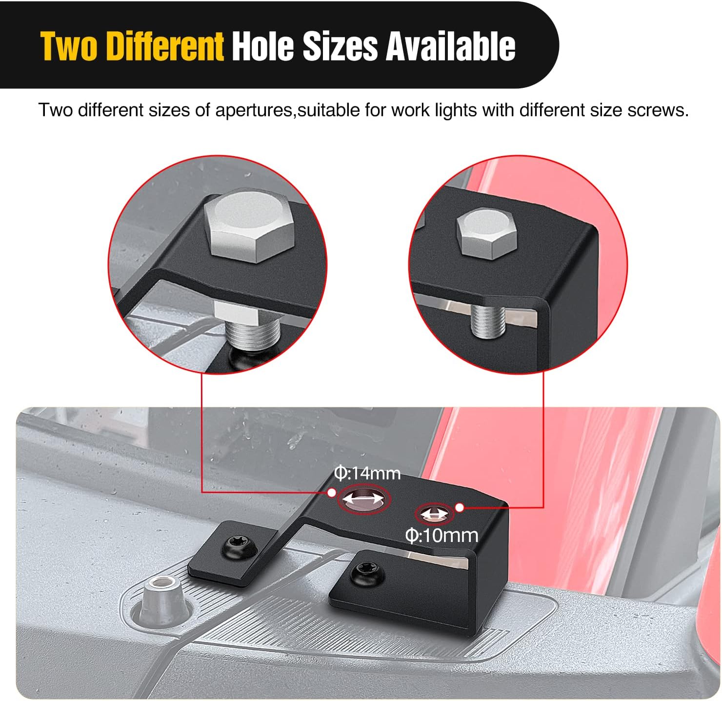 Nilight 2PCS Lower Windshield Hinge Mounting Brackets A-Pillar Brackets for Offroad LED Fog Light Pods for 2021 2022 2023 2024 2025 2026 Ford Bronco