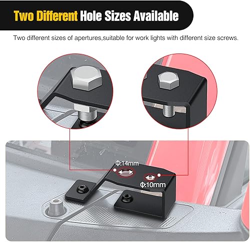 Vista 107 de Nilight Soporte de luz de zanja, bisagras de capó, kit de soporte de montaje para luz LED auxiliar todoterreno para luz de trabajo en Toyota 4Runner