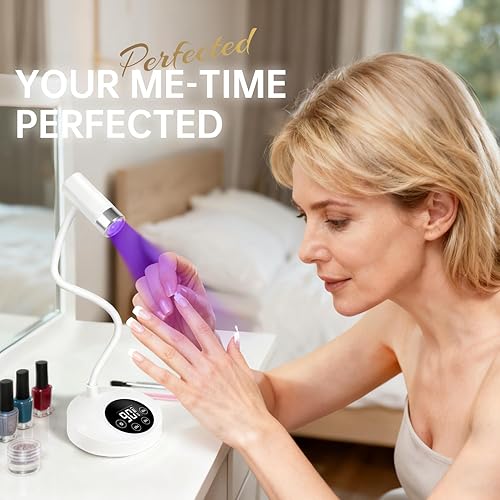 Vista 7 de AORAEM Lámpara de uñas LED UV, lámpara recargable de cuello de cisne para uñas de gel, 12 W, secado rápido, luz LED de uñas, secadora de belleza
