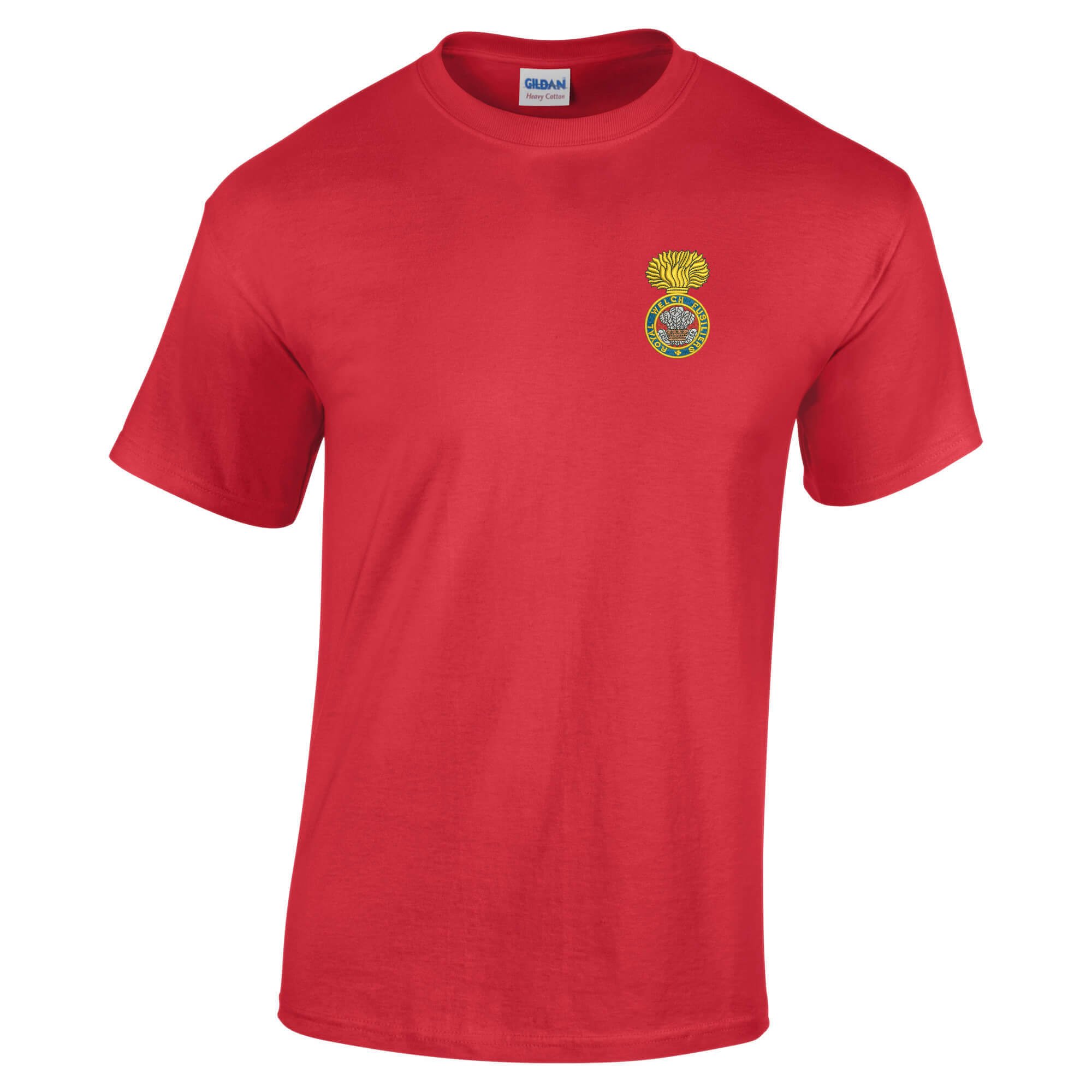 Pineapple Joe's Men's Red Royal Welch Fusiliers Embroide T-Shirt - Large