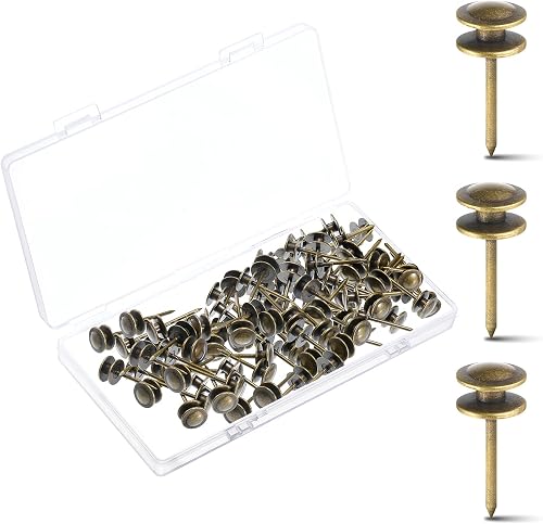 Double Headed Picture Hangers Nails Small Head Hanging Nails Picture Photo Hanging Hook Pins Decorative Nail Hook Hangers for Home Office School （Bronze, 50 Pieces）