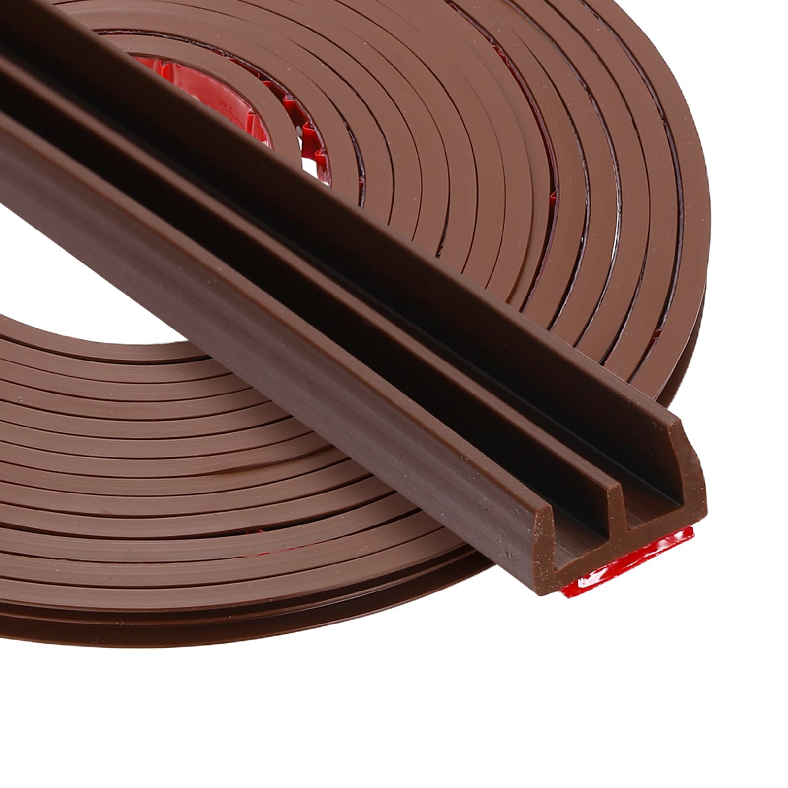PATIKIL 6 Meters Silicone E Shape Weather Stripping, 2Pcs 9mm W x 4.8mm H Self Adhesive Backing Door Seal for Door Frame Window Insulation RVs Furniture Cabinets, Brown
