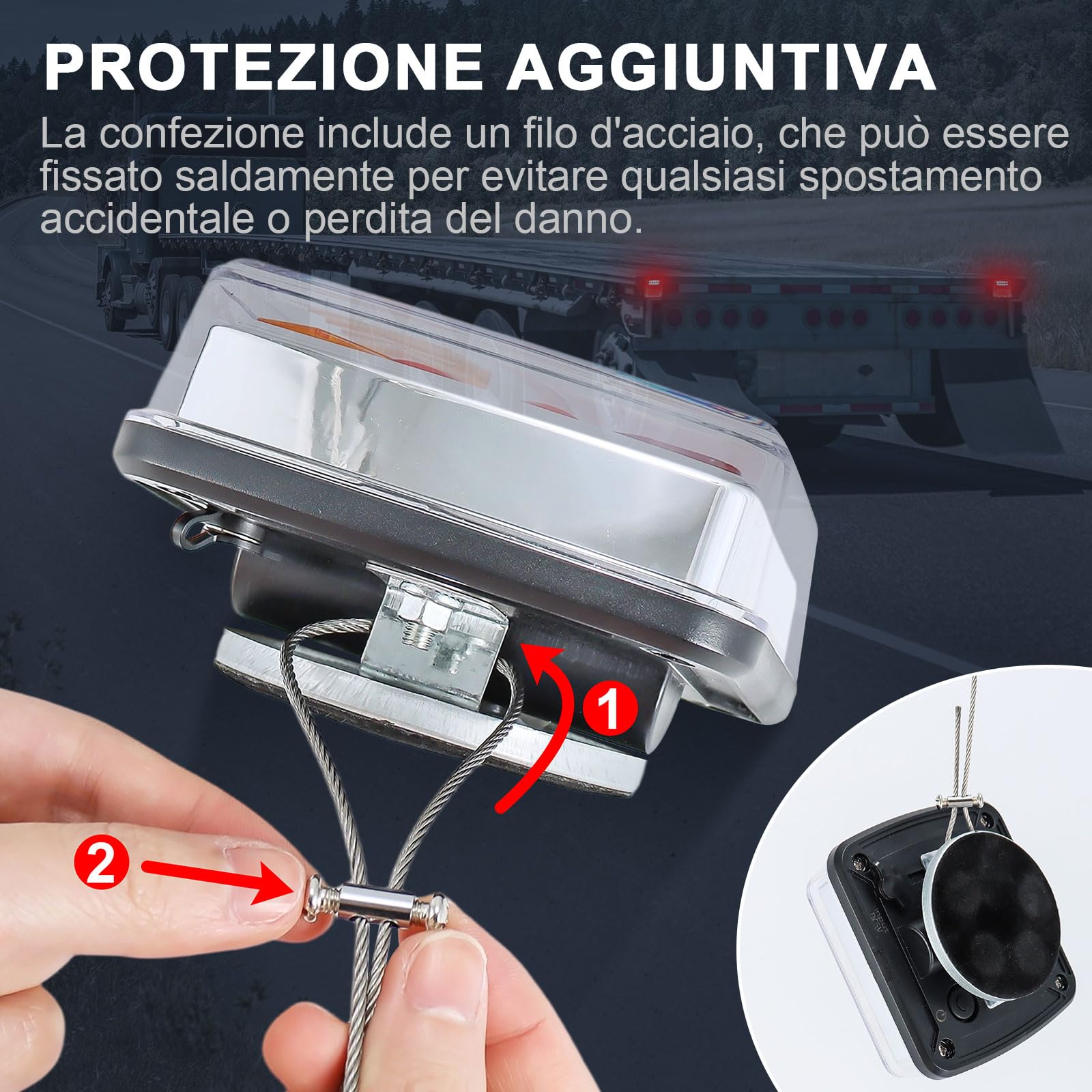 Dinfu Luci Posteriori Wireless WiFi Magnetiche per Rimorchio a batteria - Kit di Illuminazione LED a 7 Pin + caricatore USB + cordino antifurto per Auto, Camion, Trattori, Rimorchi e Caravane