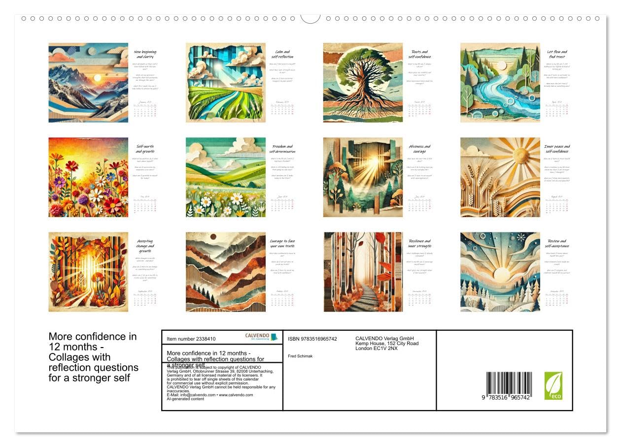 More confidence in 12 months - Collages with reflection questions for a stronger self (High Quality Premium Wall Calendar 2027 DIN A2 ... calendar with AI-generated nature collages.