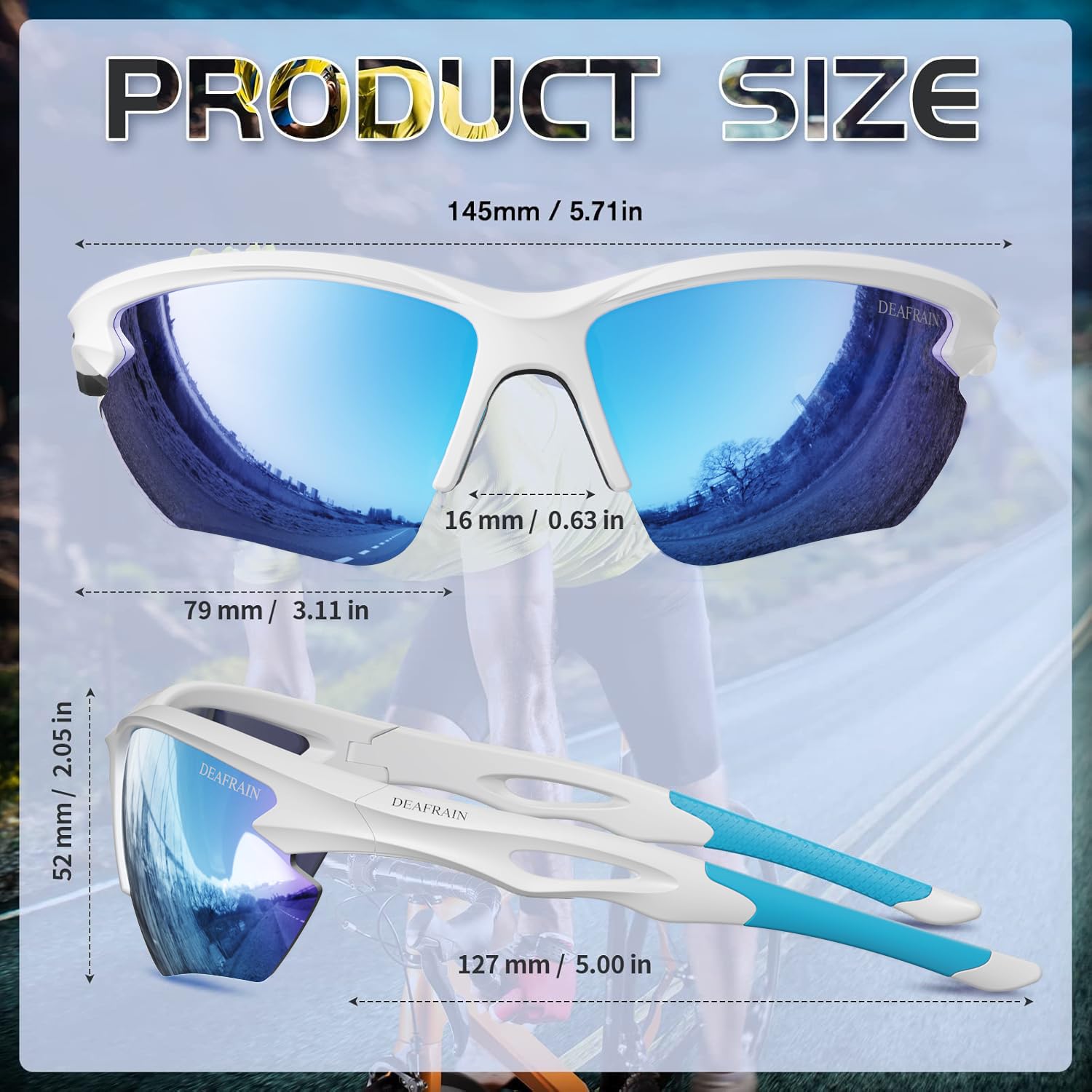 DEAFRAIN Polaryzacyjne sportowe okulary przeciwsłoneczne dla mężczyzn kobiet jazda na rowerze bieganie wędkarstwo okulary TR90 niezniszczalna oprawka ochrona UV Z87