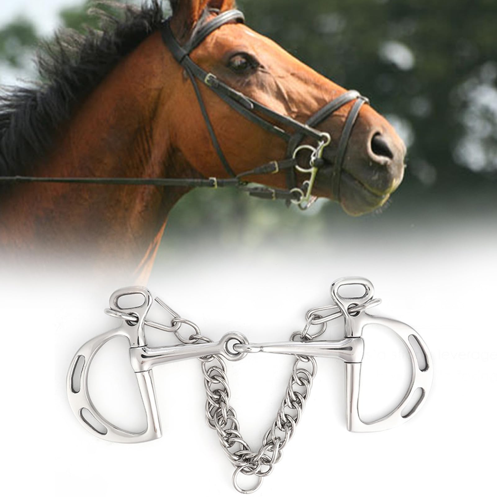 Jiawu per Bocca di Cavallo in Acciaio Inossidabile Solido Snodato con Rullo, Deterrente da Masticare Antiruggine da 125 Mm/4,9 Pollici per, Previene Mordere e Mangiare, Controllare Le attività del