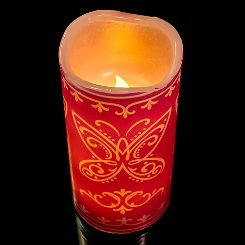 Miniatura 4 de State & Water Miracle Encanto - Bombilla LED parpadeante sin llama, pilar de cera de vela de mariposa, 6 x 3, pilas incluidas (verde)