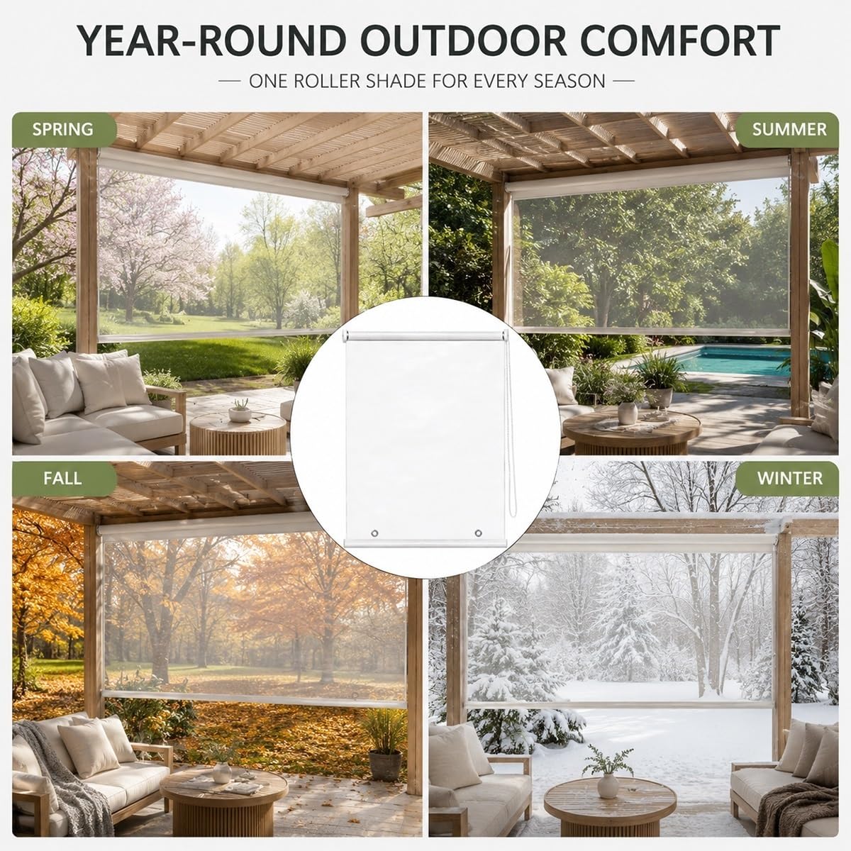 Estores Enrollables Transparentes Impermeables, Cortinas PVC para Patio