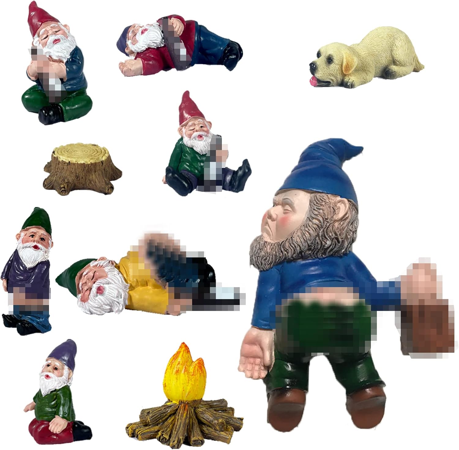 WETUFIN-10pcs Miniature Funny Garden Resin Gnomes Mini Creative Dwarf Garden Gnome Statues Decoration for Indoor Outdoor Yard Patio Bonsai Potted Plants Landscape Desk Decor, Gift for Kids, Friends