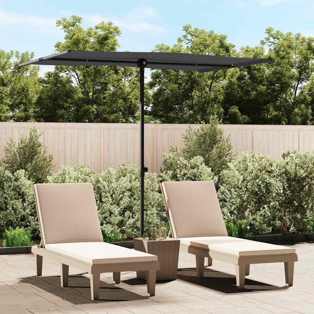 vidaXL Sonnenschirm mit Alu-Mast Halbrund Ampelschirm Gartenschirm Balkon Schirm