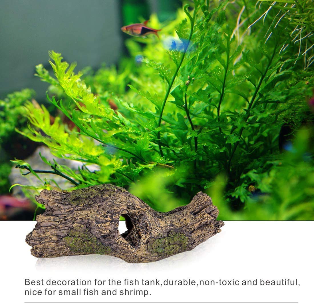 hygger Arredo per Acquario, Acquario Grotta di Resina Acquario Ornamento Tronco di Simulazione per Acquario Paesaggistica Decorazione (Tronco)