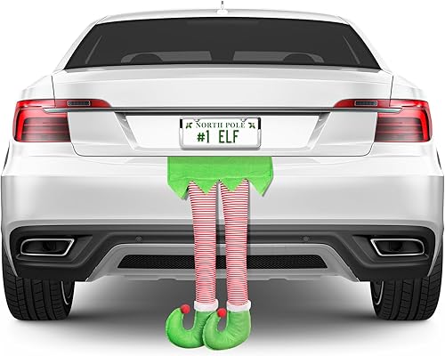 Miniatura 7 de Tronco patas de Papá Noel decoración de coche de Navidad, patas de Papá Noel rellenas para coche, vacaciones, Navidad, pies de Papá Noel, accesorios