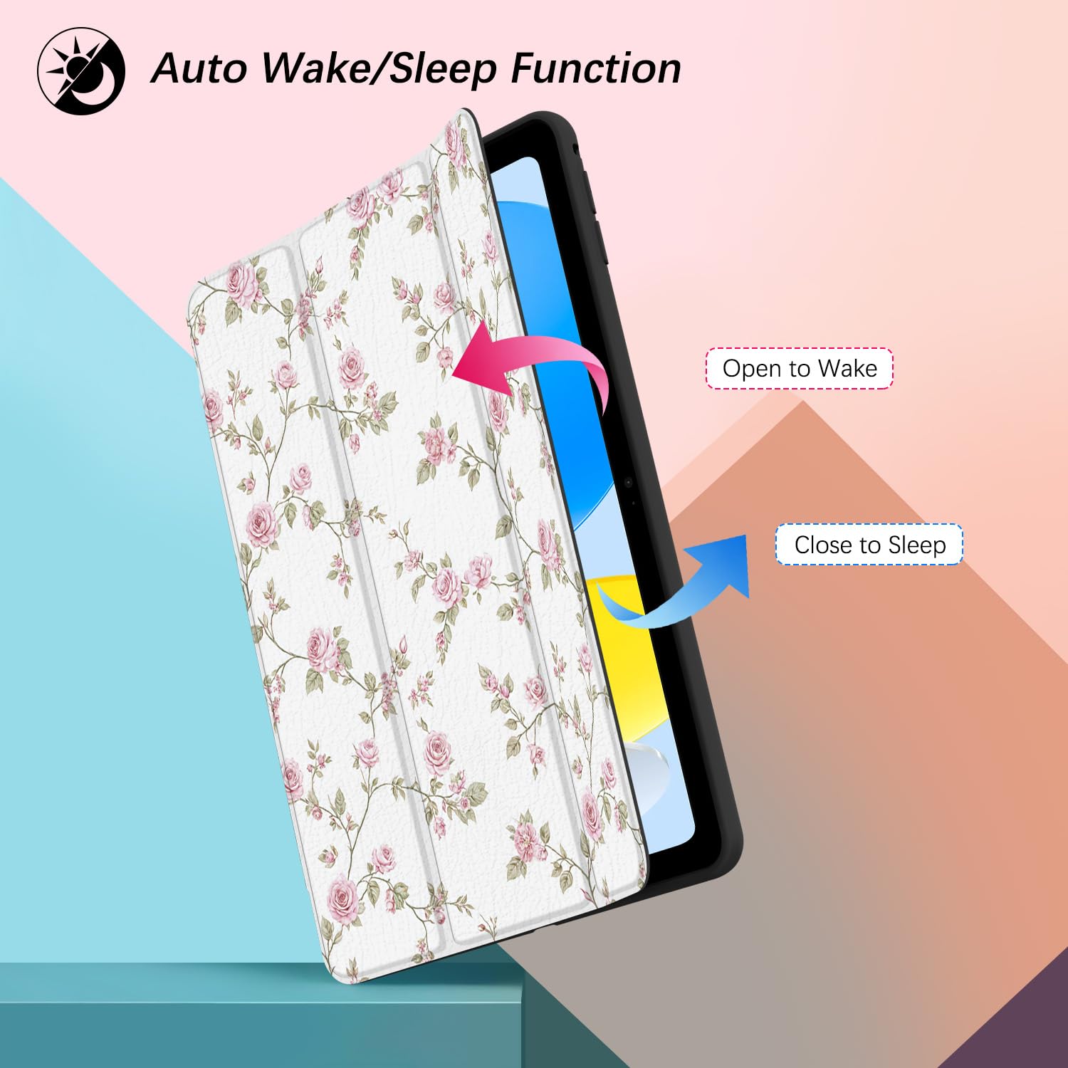 Cute Kawaii Capybara For IPad (A16) 11th Generation Case 11 Inch 2025, For IPad 10th Generation Case 10.9 Inch 2022 With Pencil Holder, Auto Sleep/Wake, Pink Leather Clear Acrylic Back Cover