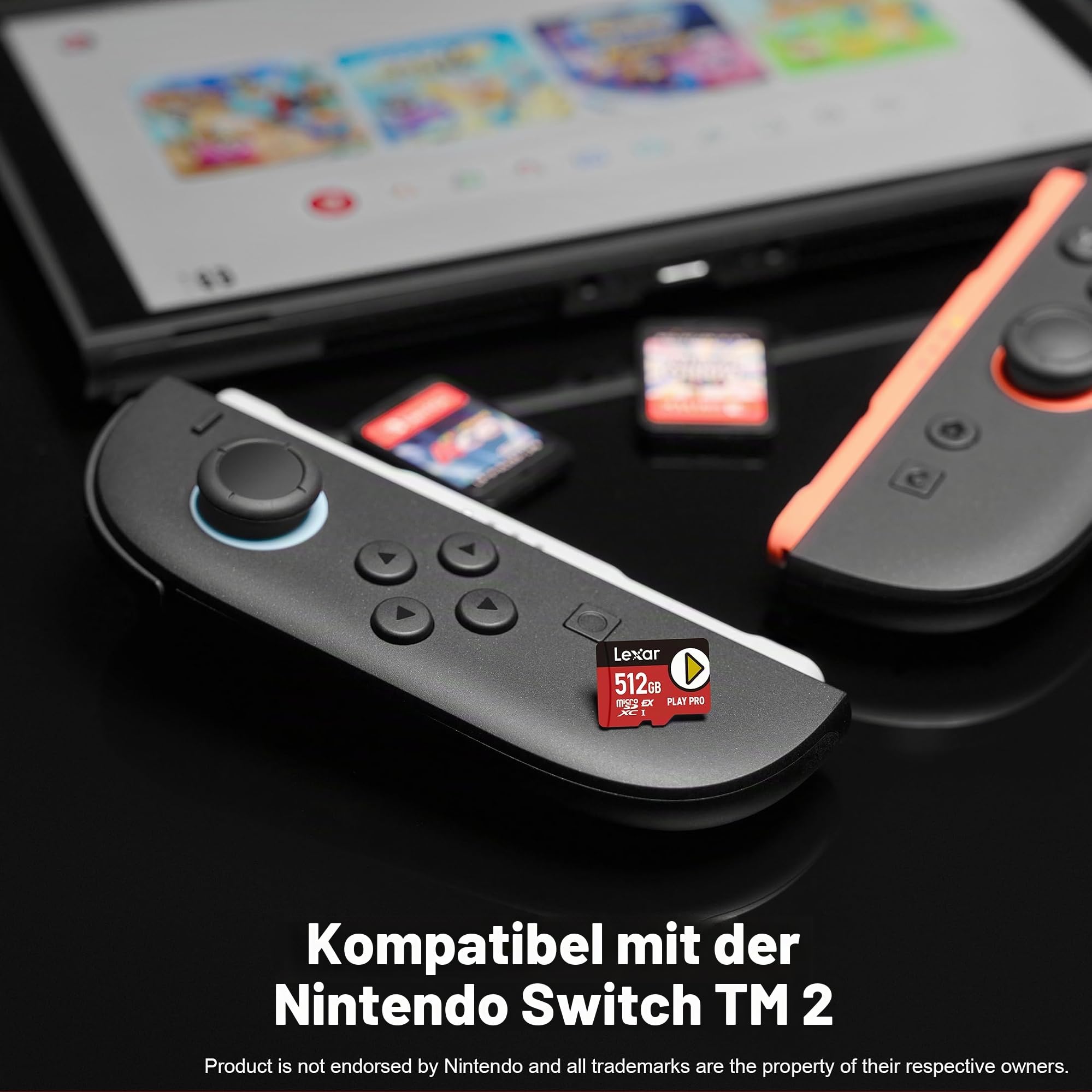 Lexar 512 GB Play PRO microSDXC Express-Karte, UHS-I, C10, U3, V30, A2, Full-HD, 4K-Video, bis zu 900 MB/s Lesen, für Nintendo Switch 2, ASUS ROG Ally, Steam Deck, Spielgeräte (LMSXPS0512G-BNNNU)