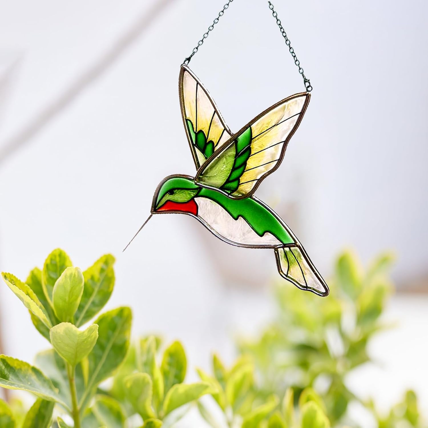 Hummingbird Suncatcher Stained Glass Window Hanging Ornament Sun Catchers Indoor Window Decor Hummingbird Gifts for Mom & Grandma Bird Lovers