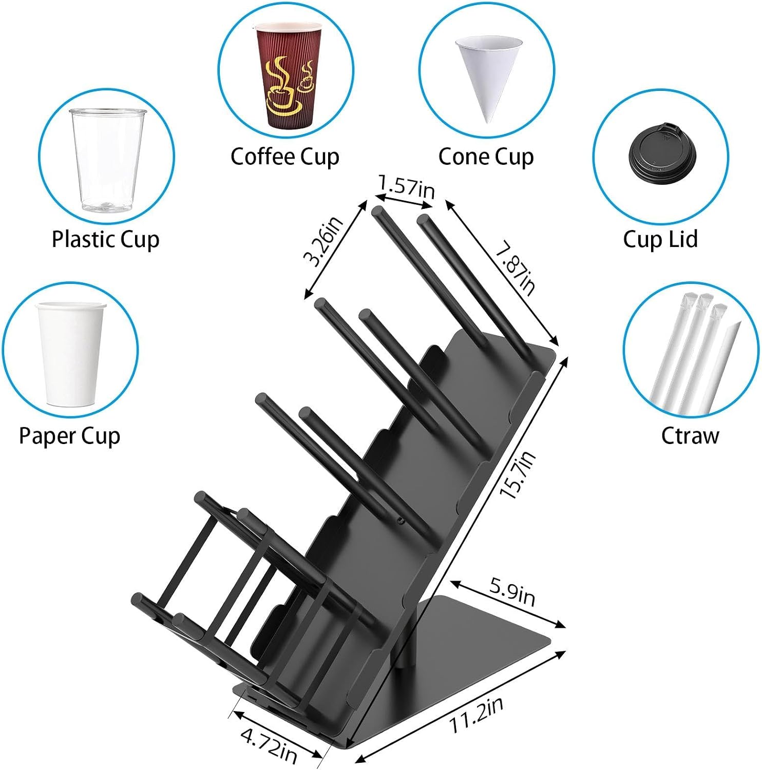 Generic Paper Cup and Lid Holder Storage Rack Professional Versatile Sturdy Dispenser Organizer for Buffet Restaurant Bar Countertop