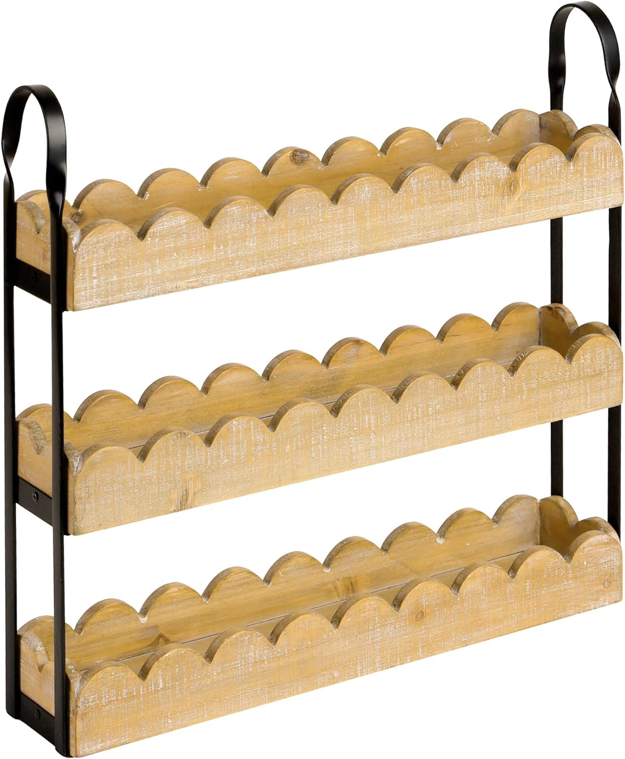 Farmhouse Spice Rack for Countertop 3 Tier Wooden Spice Shelf Organizer for Kitchen Cabinet, Counter or Pantry Space Saving Free Standing Spice Holder for 24 Jars, White