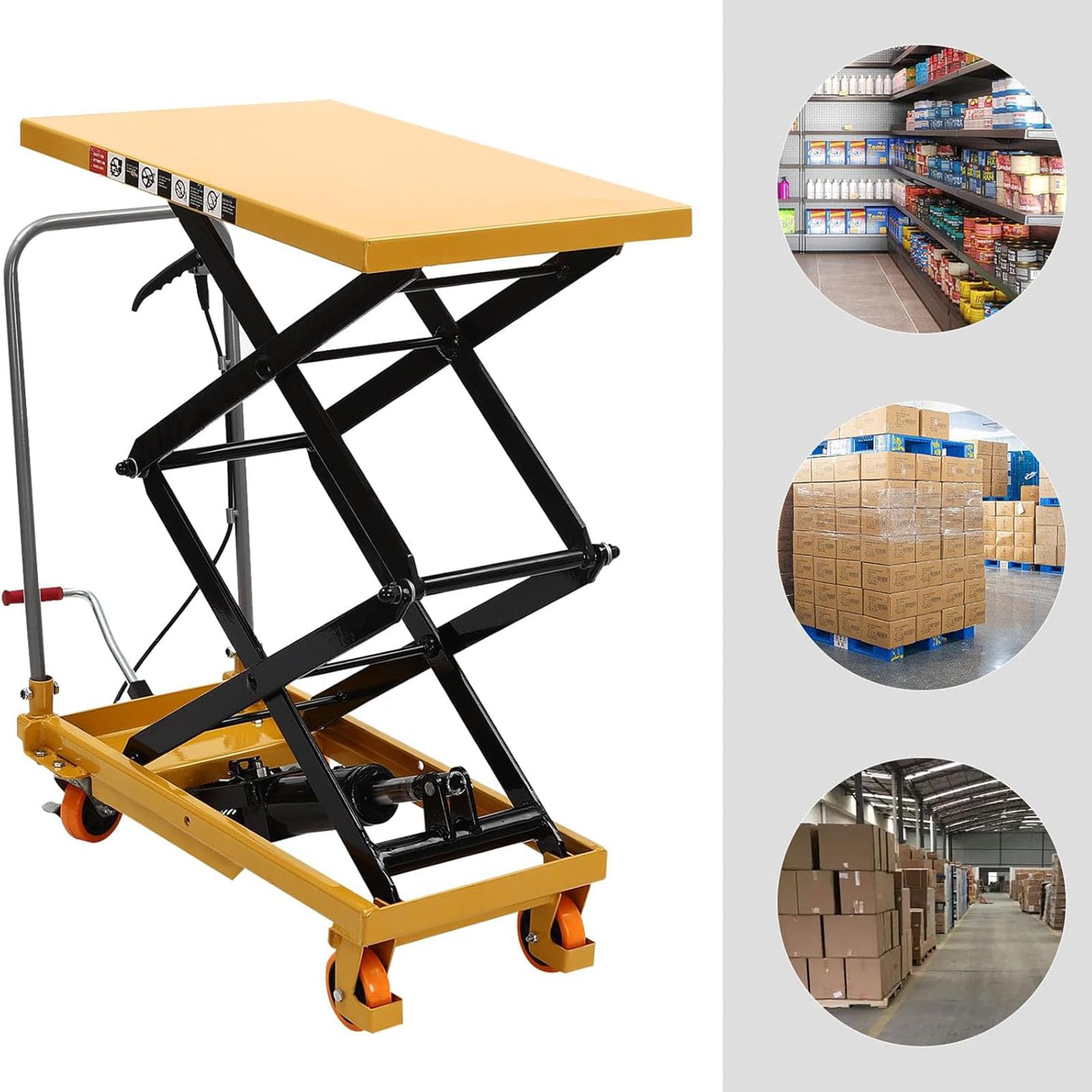 Scherenhubwagen Handbetrieben, Manueller Hubwagen, Scherenhebebühne, Scherenhubwagen Mit 4 Rädern, Scherenhubwagen Mit Feststellbremse, Werkstatt, Lager, Produktion,200kg