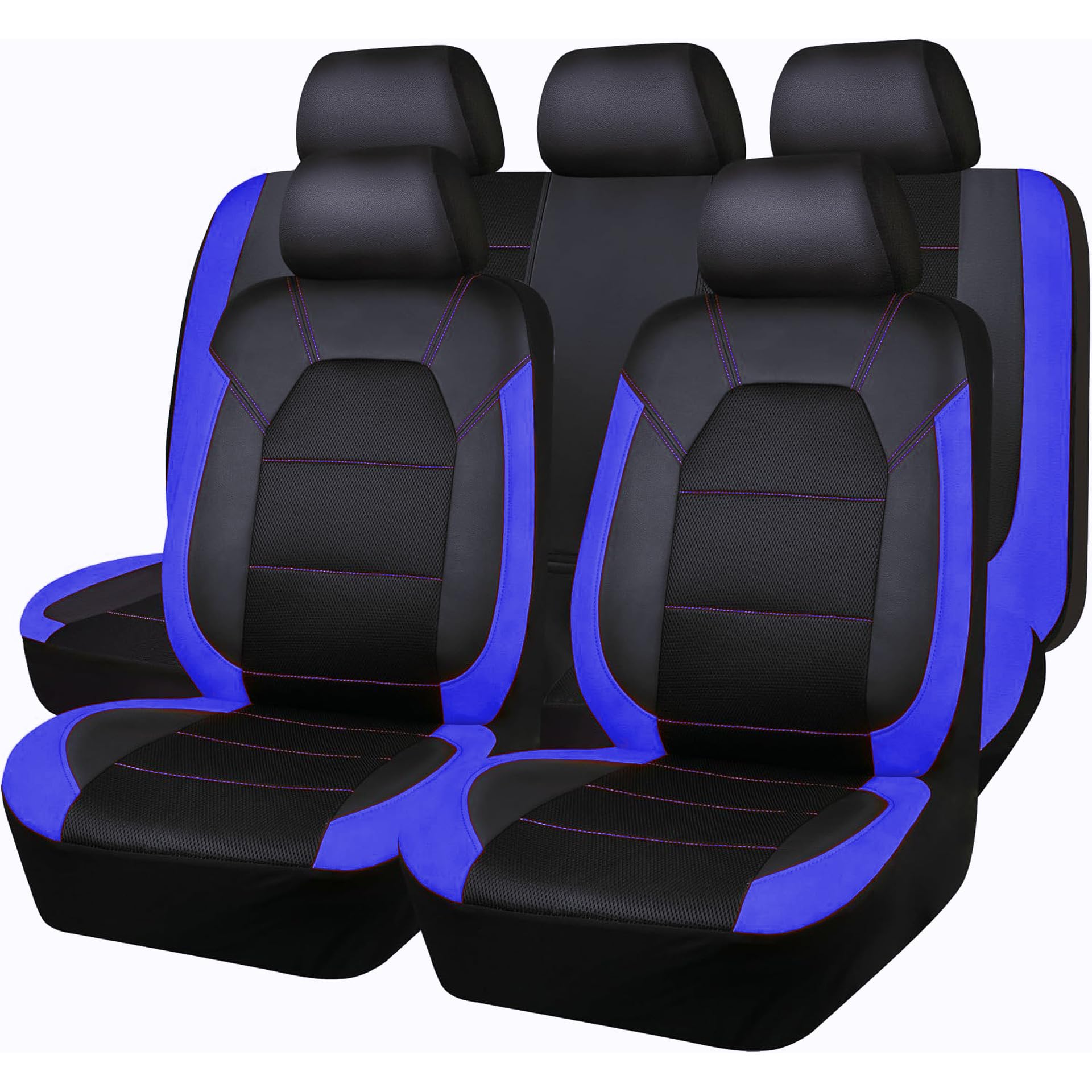 Pokrowce na siedzenia samochodowe do Range Rover Velar (L560) SUV 2017-2021 2022 2023 2024+, wykonane ze skóry PU, wodoodporne, antypoślizgowe i oddychające, niebieskie