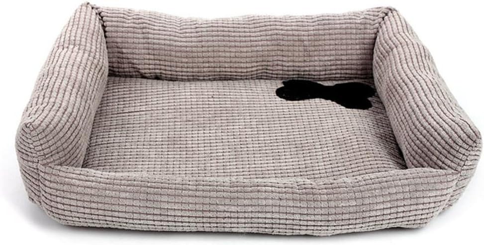 Orthopedic Dog Bed Cuddler Bolster Pet Bed for Dogs & Cats Corduroy Sofa Bed Ultra Soft & Durable Pet Bed ,All Seasons Use ,3 Sizes (Grey, L)