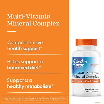 Doctor's Best Multi-Vitamin Mineral Complex - Daily Vegan Multivitamin for Women & Men, Vitamins A, C, D3, E, K2, Riboflavin, Niacin, Health Support Supplement for Adults, Non-GMO - 90 Veg Capsules