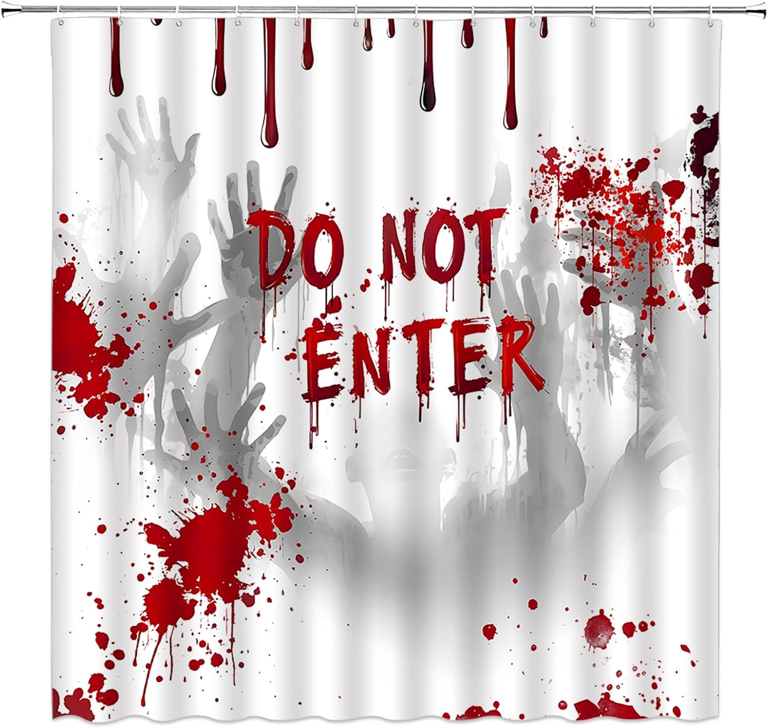 Spooky Halloween Bats Shower Curtain Horror Black and White Gothic Scary Fabric Bathroom Decor Set with Hooks（84" Wx70 H）